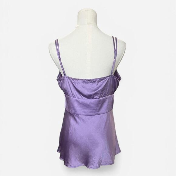 VTG Y2K Express Design Studio Lavender Purple Shiny Silk V Neck Cami Top M - Picture 6 of 7